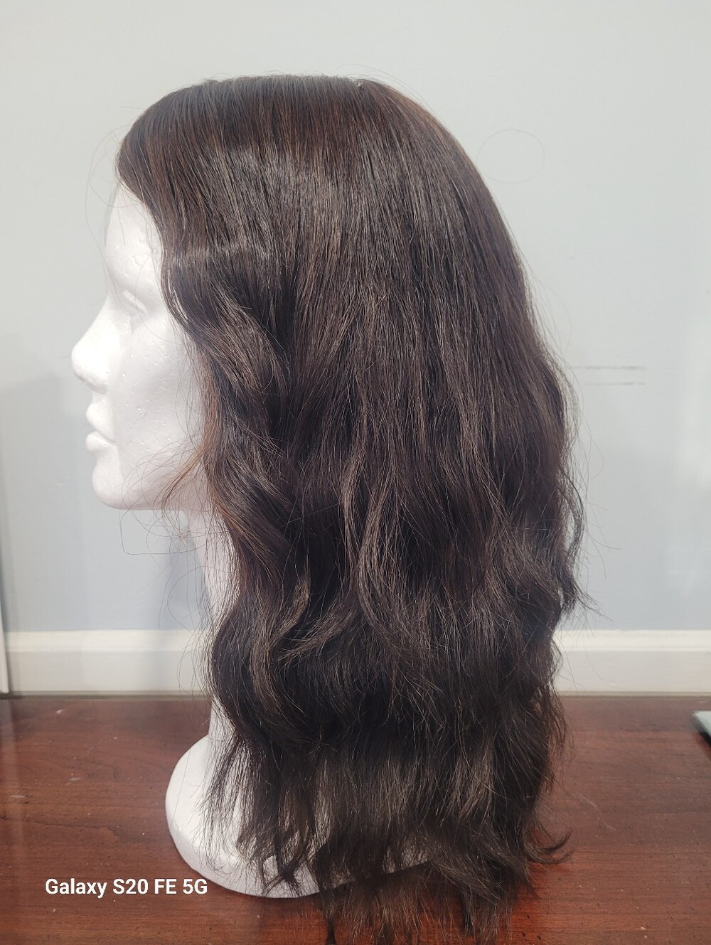 Dark Brown Women's Wavy Human Hair Wig - Unbranded